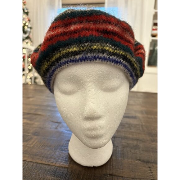 Dress Stewart Wool Tam O Shanter Beret Scotland Pom Pom Striped Multi-colored - Picture 2 of 8
